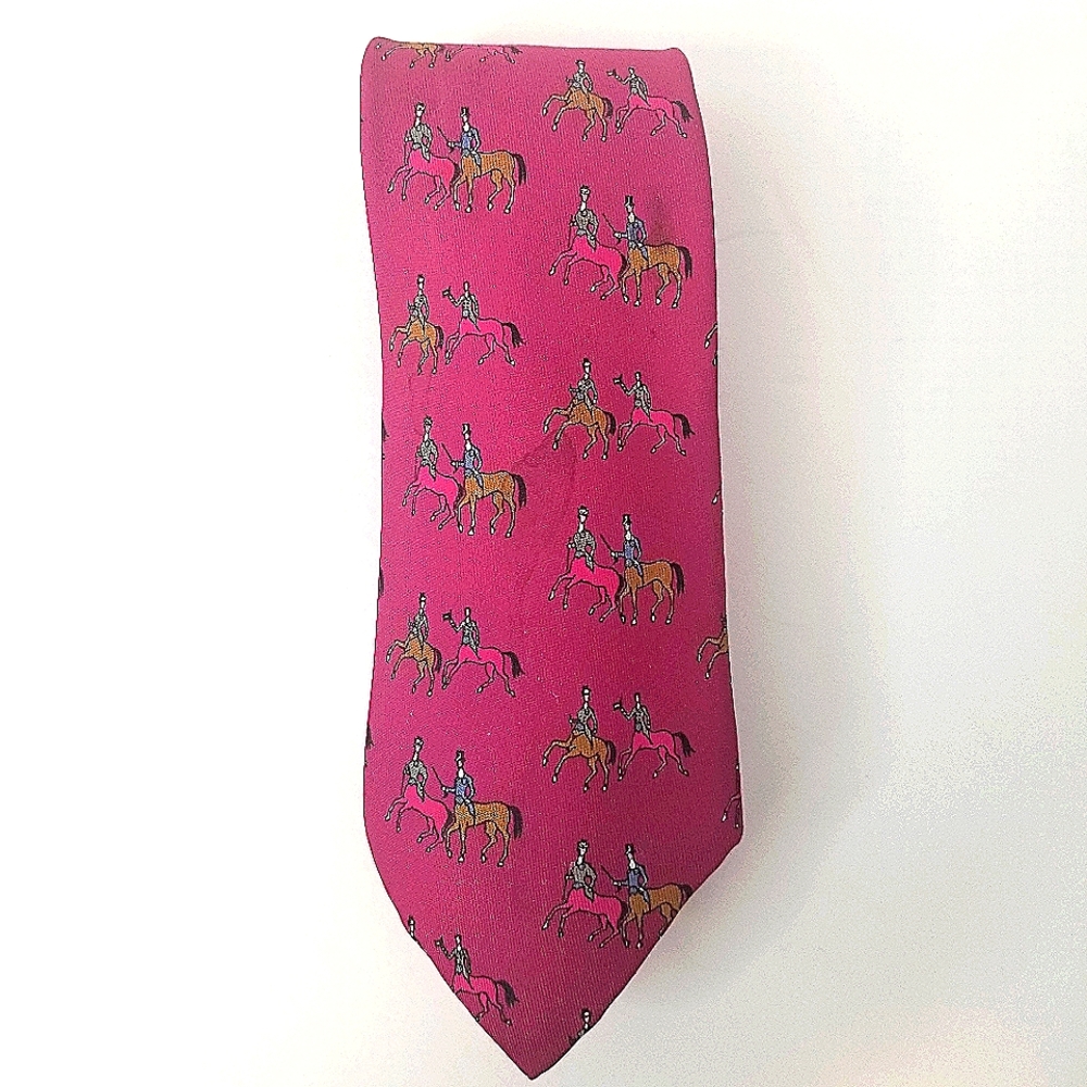 Hermes 100% Silk Red Necktie Nieman Marcus